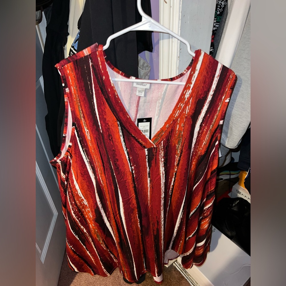 Red and White Tank V Top